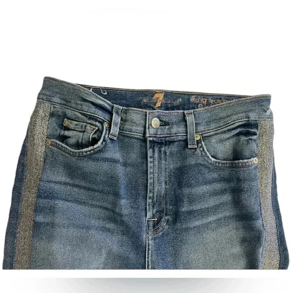 7 FOR ALL MANKIND Luxe Vintage High Waist Ankle Skinny Jean Silver Stripe 29/8 - Picture 11 of 15